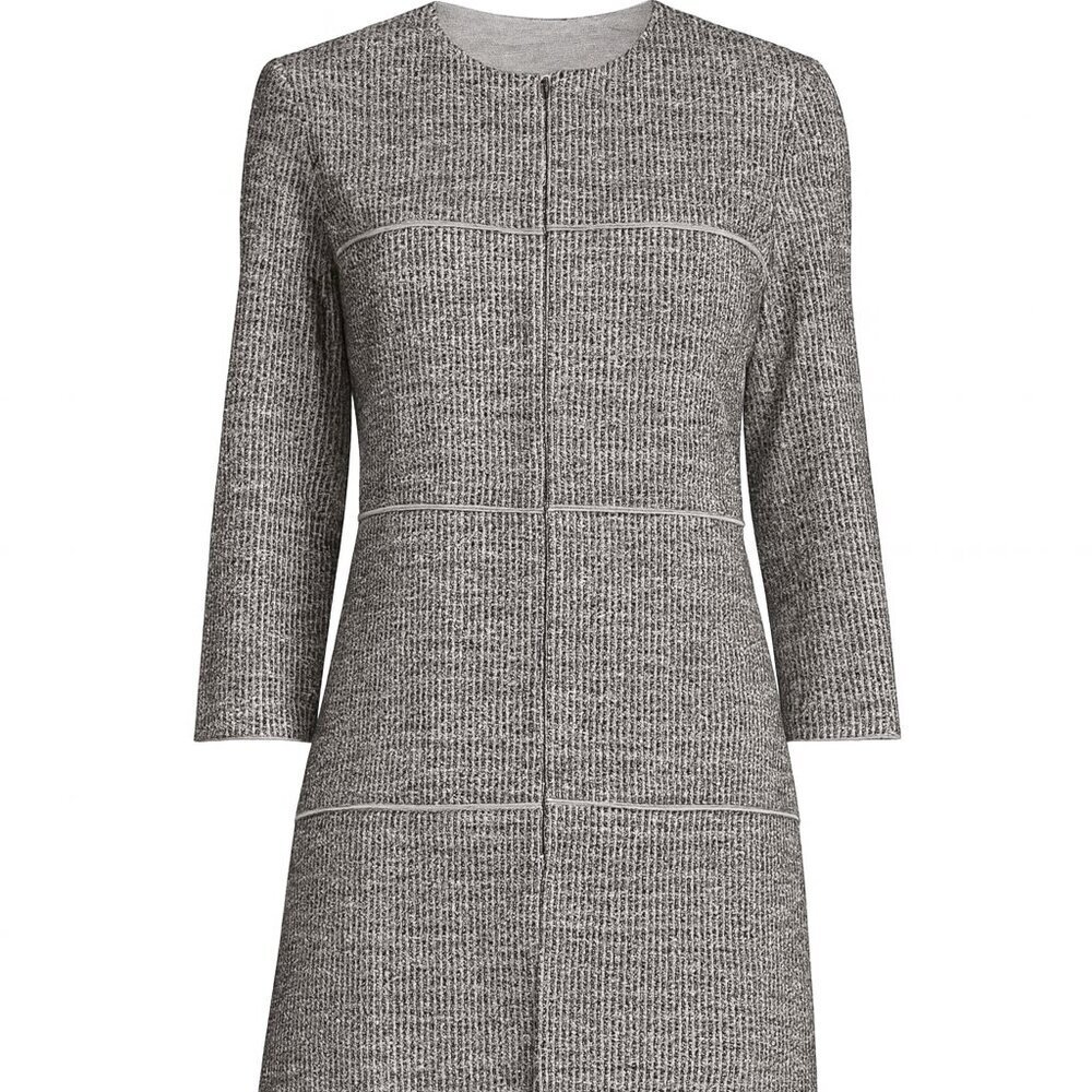 Cabi Gray Textured Knit Long Jacket Coat Hook Closure Size Small | Minimalist
